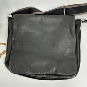 COACH Heritage Web Black Leather Messenger Bag #F70556